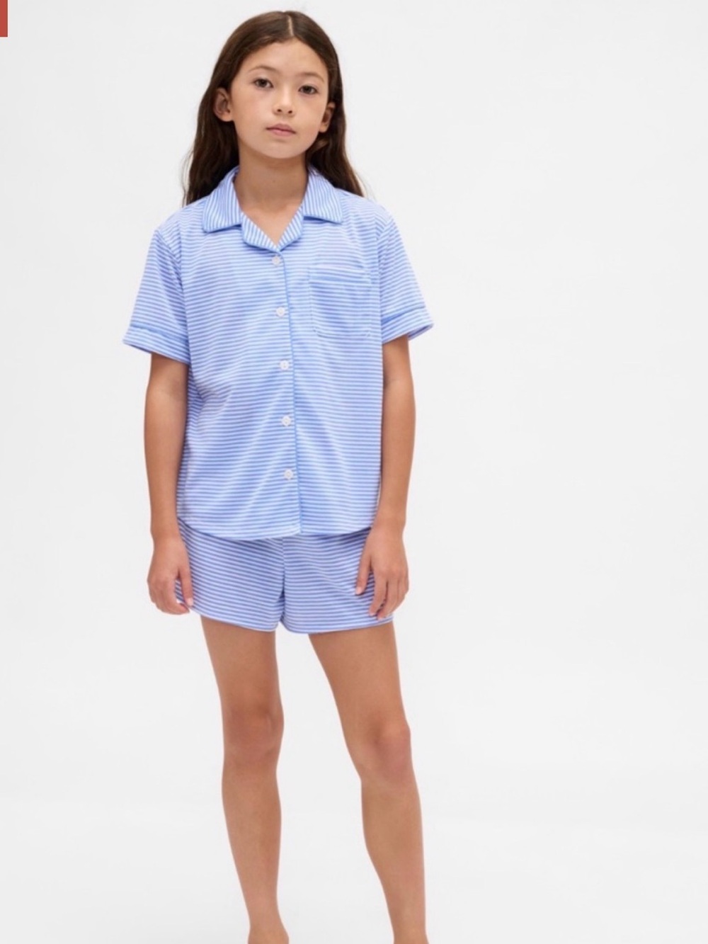 Gap Girls' Blue Stripe Short Pajama Set